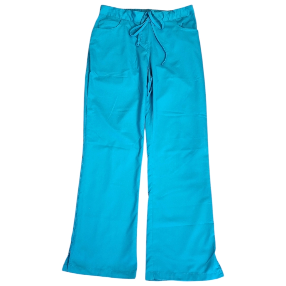 Greys Anatomy Riley Womens Small 5-Pocket Mid Rise Flare Leg Scrub Pant Teal
